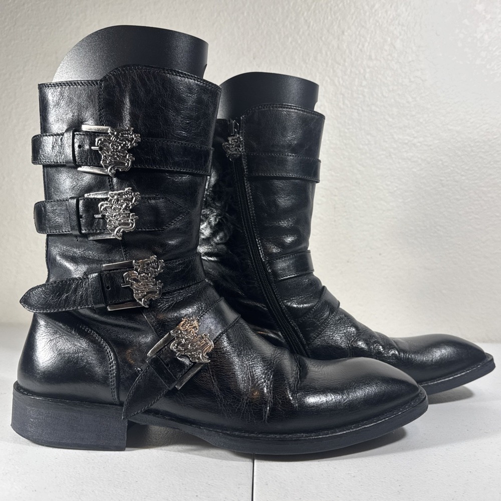Vintage Mark Nason Dragon 🐉 Boots Mens Size 12 Black Leather Y2K Made In Italy